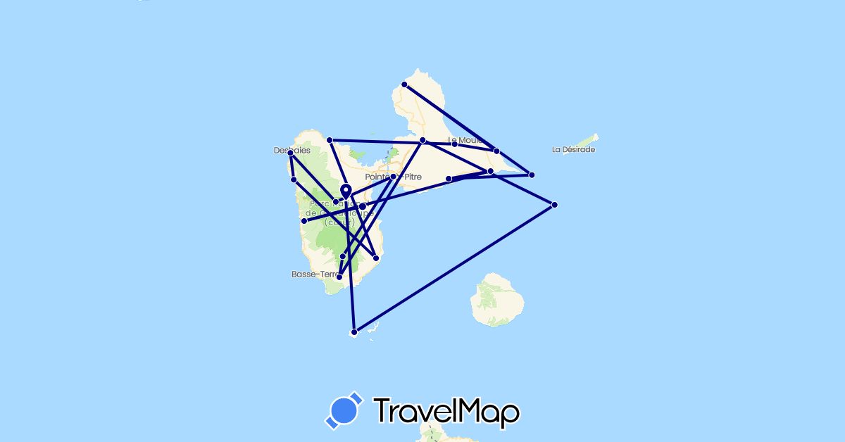 TravelMap itinerary: driving in France, Guadeloupe (Europe, North America)